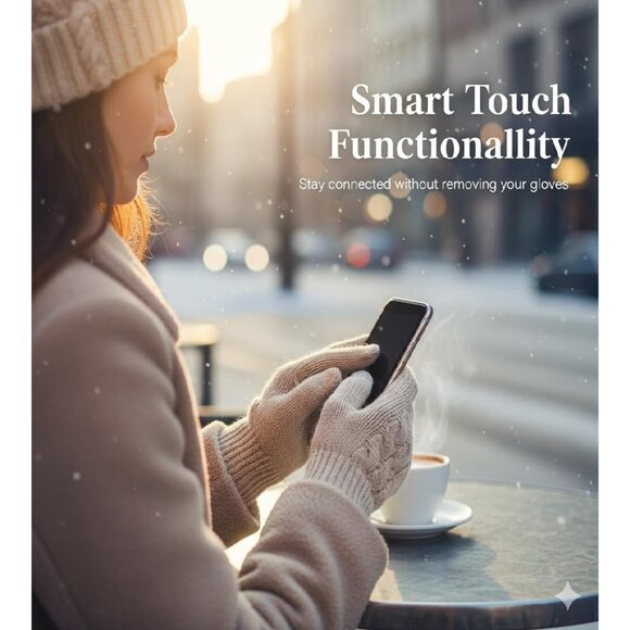 Winter Knit Hat Scarf Gloves Set Touchscreen Ear Warmer Unisex Cozy Warm - Picture 3 of 7